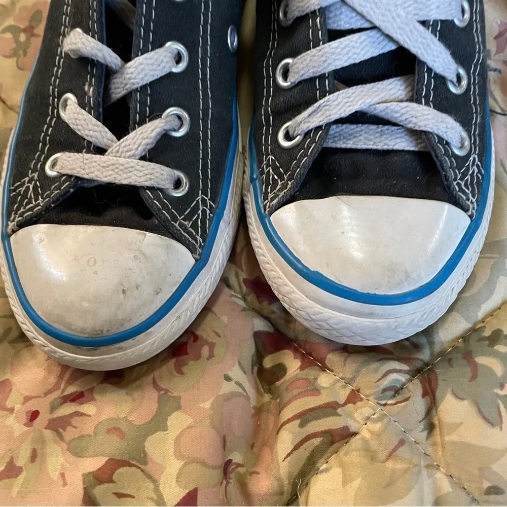 Converse Chuck Taylor All Star Youth Low Top Shoes Size 1 Black‎ White Blue